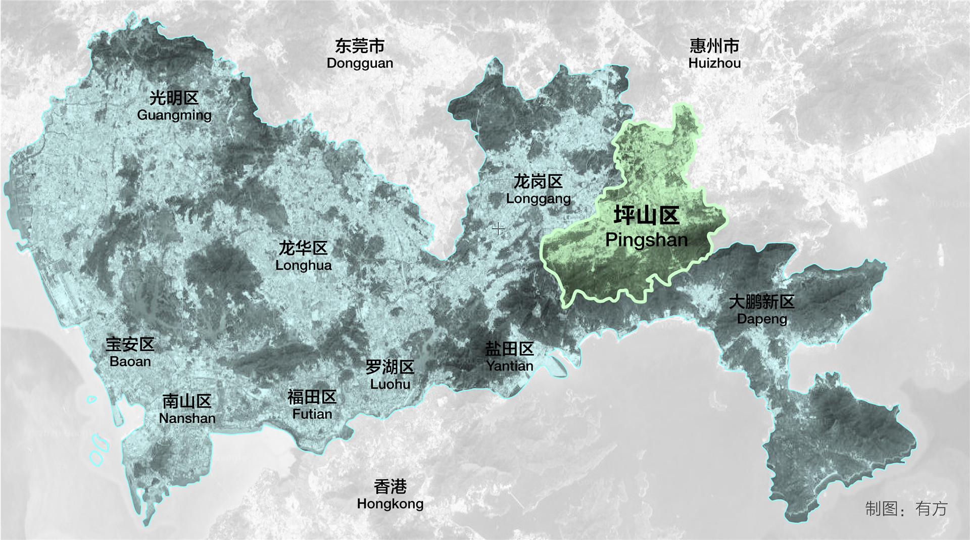 坪山区位图 Pingshan District Location/